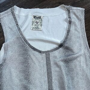 Vocal Black and White Textured Tank Top